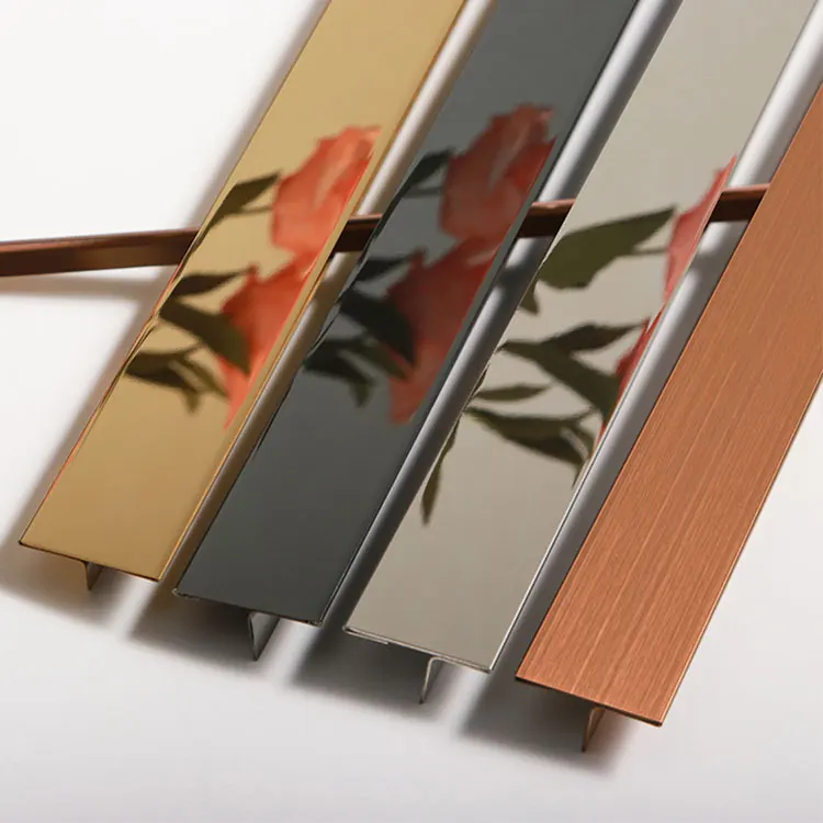 Customized Stainless Steel Metal Tile Trim For Wall Decoration T Shape Tile Profiles