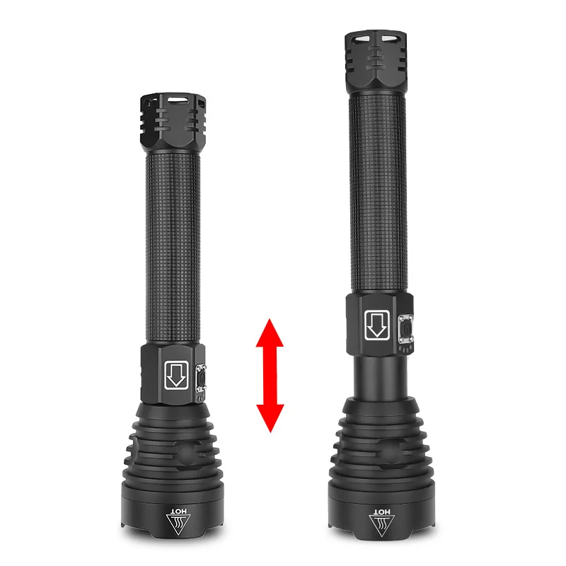 Led lamp 26650 battery Xhp70 powerful rechargeable Led XHP90 strong light zoom flashlight charging power display