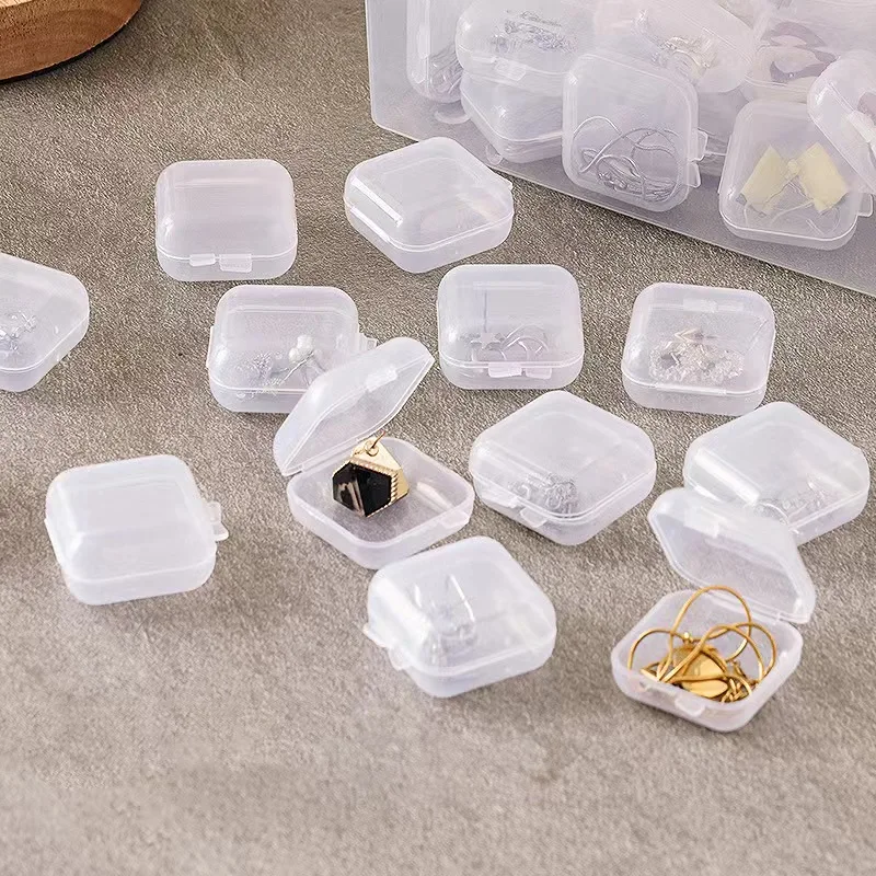 3.4*3.4*2cm Mini Small Square Plastic Storage Box For Nail jewelry Fish Hook Earplug Capsule Box