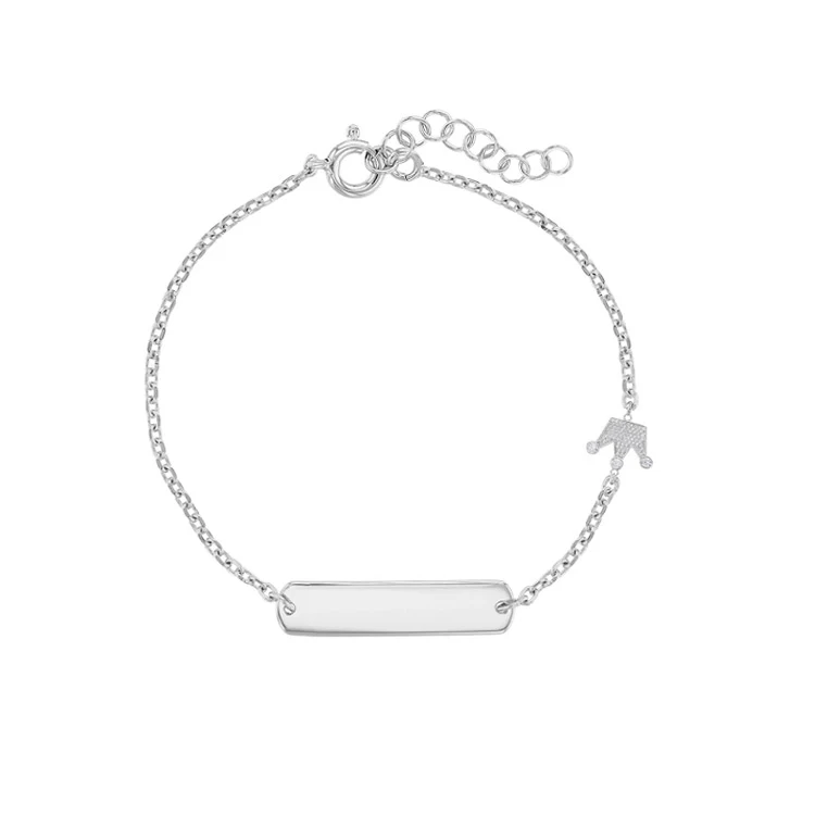 Custom Engraved Baby Name Charm Bracelets 925 Sterling Silver Bracelet Cz Crown for Girls