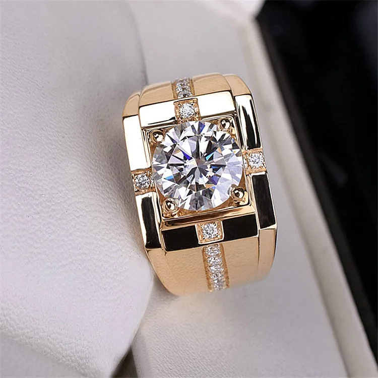 Luxury Hip Hop18k Wholesale Filled Jewelry men diamond Solid Wholesale Plated Vermeil Chain 14k Italian Gold ring for man