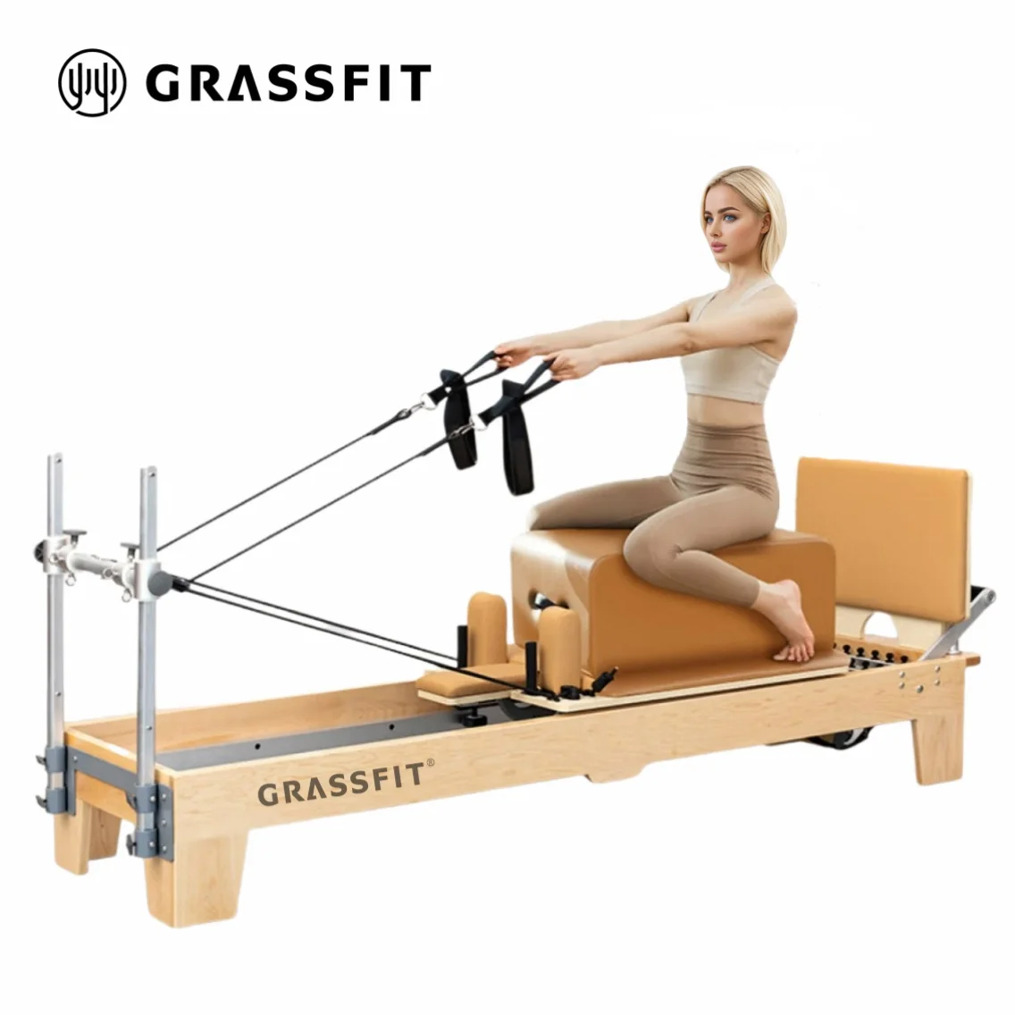 GRASSFIT High Quality maple wood Pilates Reformer adjustable Bodybuilding Fitness Machine for Home Training Core Bed Workout