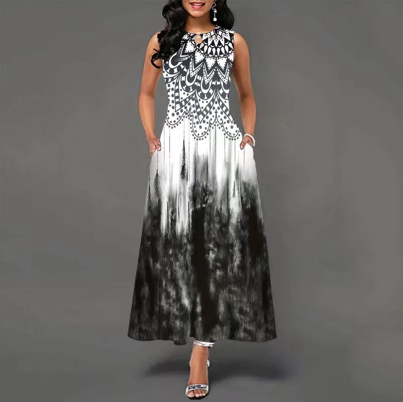 S-3XL European and American Fashion S-3XL New Print Dress