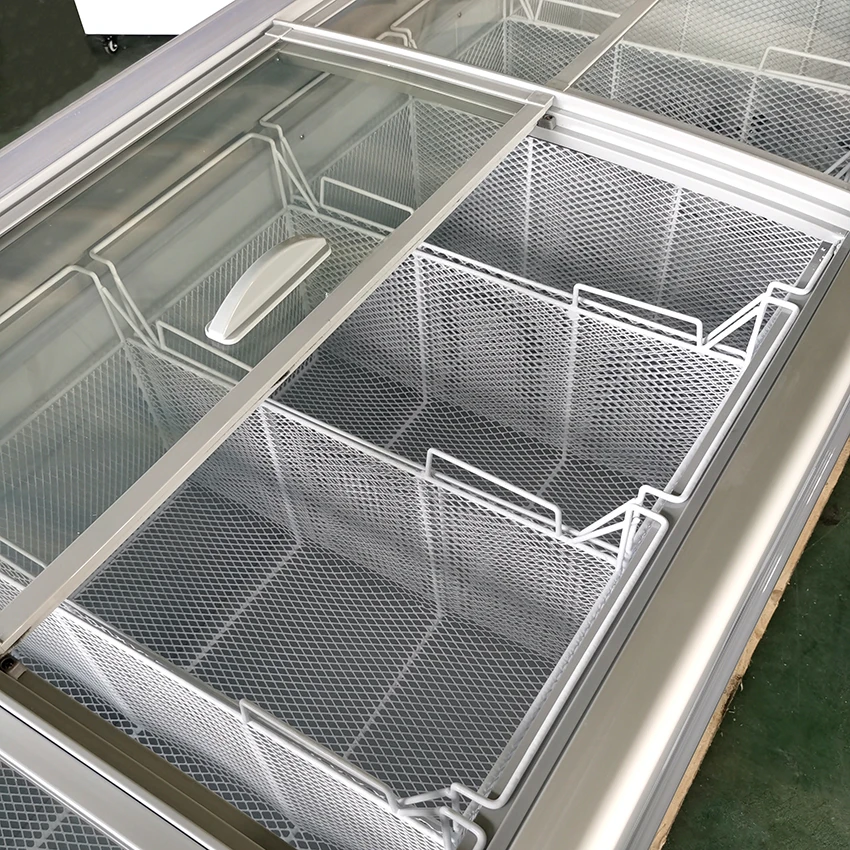 commercial freezer showcase top glass door refrigerator deep chest island display freezer supermarket combined type freezer