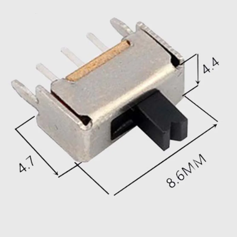 4p7t recessed slide switch right angle smd knob height-4mm,8 pin 2p3t 3 position slide switches