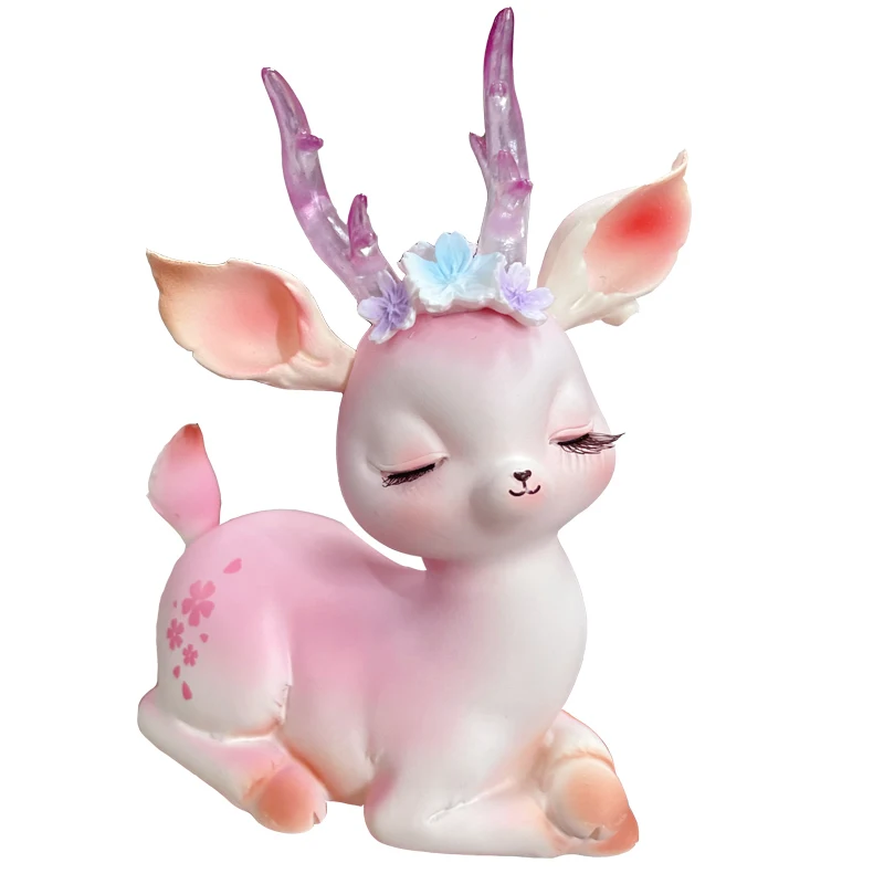BaiMao original colorful deer design handicraft desktop custom resin arts home decoration