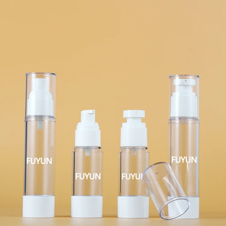 Fuyun in Stock Cosmetic Packaging Plastic Spray Bottle 5ml 10ml 15ml 30ml 50ml Vacuum Clear Airless Pump Bottle