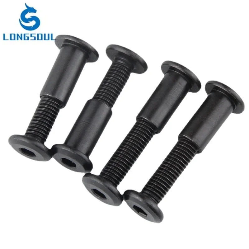 China made Stainless Steel iron black zinc plated flat head Hex Socket Furniture barrel sleeve nut lock joint screws