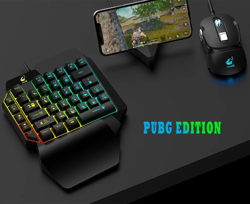 Amazon ebay cross-border free wolf K15 one-handed keyboard gun god left hand manipulator P UBG  game luminescent keyboard