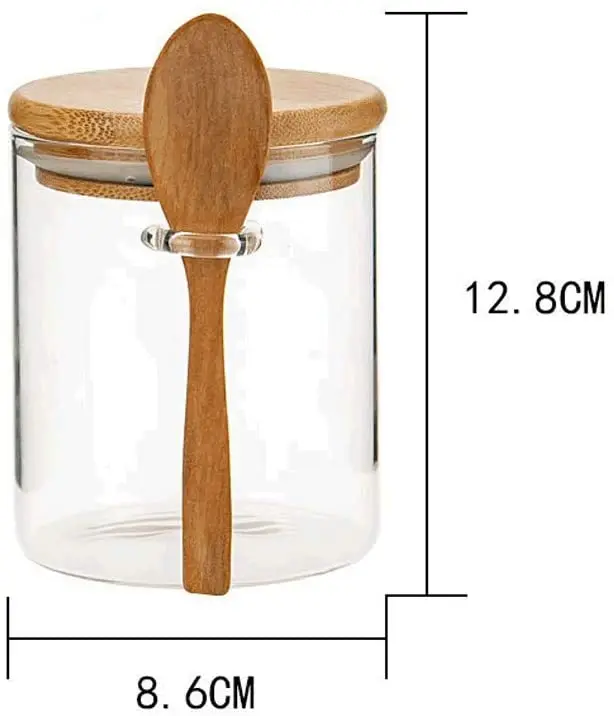 Jar Heat Resistant Storage Tank Condiment Bottles Wooden Lid Creative Machine Kitchen Glass High Borosilicate with Spoon Bamboo