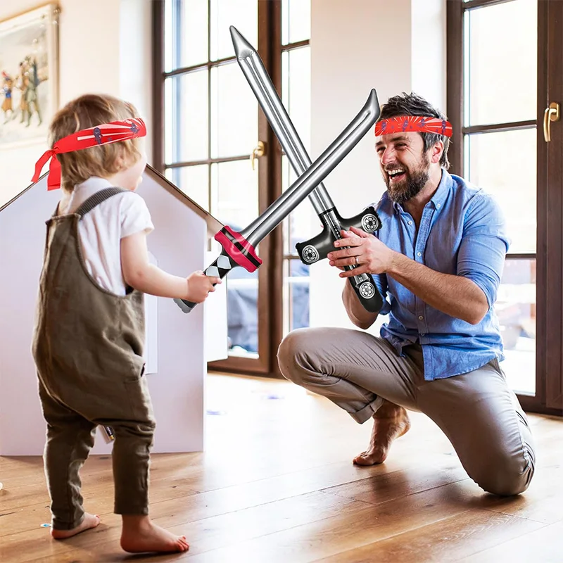 Blow Up Children Cosplay Outdoor Fun Game Props PVC Toy Sword Inflatable Sword Battle Party Favor Kids Play Pirate Toy Swords