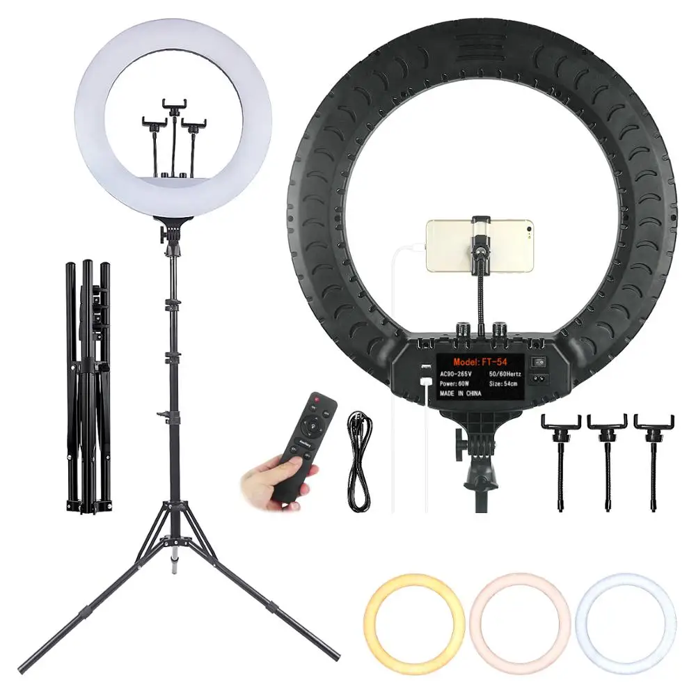 
FOSOTO FT-54 21 Inch Led Ring light Photography lamp 2700-6500K Ringlight With Tripod Stand And Remote For Youtube Makeup live 