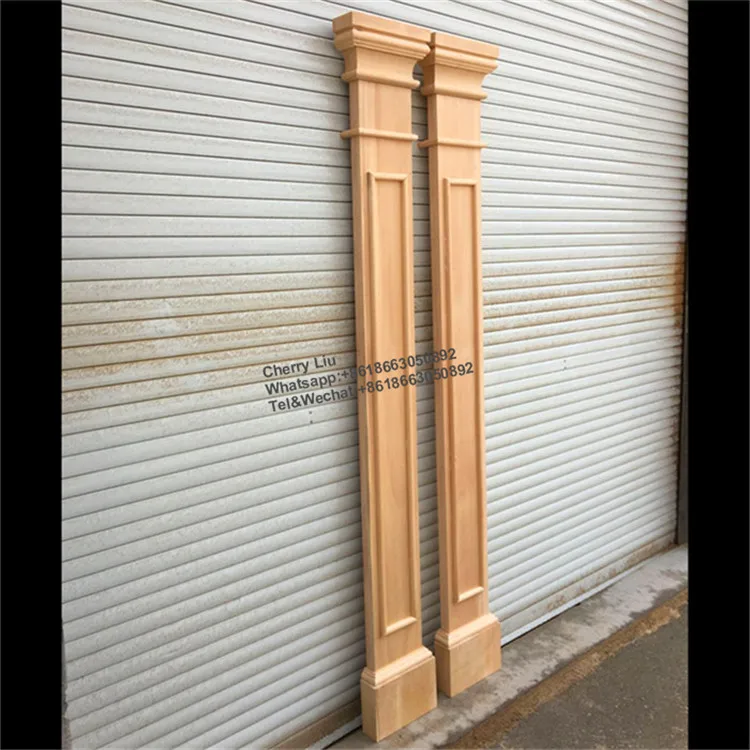 Luxury Villa Home Indoor Decorative Solid Pine Wood Carved Roman  pillar and Columns
