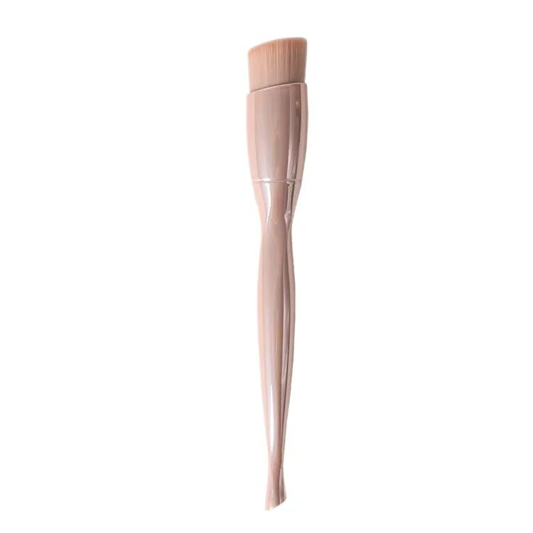 Single Pink Vegan Foundation Brush Private Label High Density Flat Top Kabuki Foundation Brush Professional