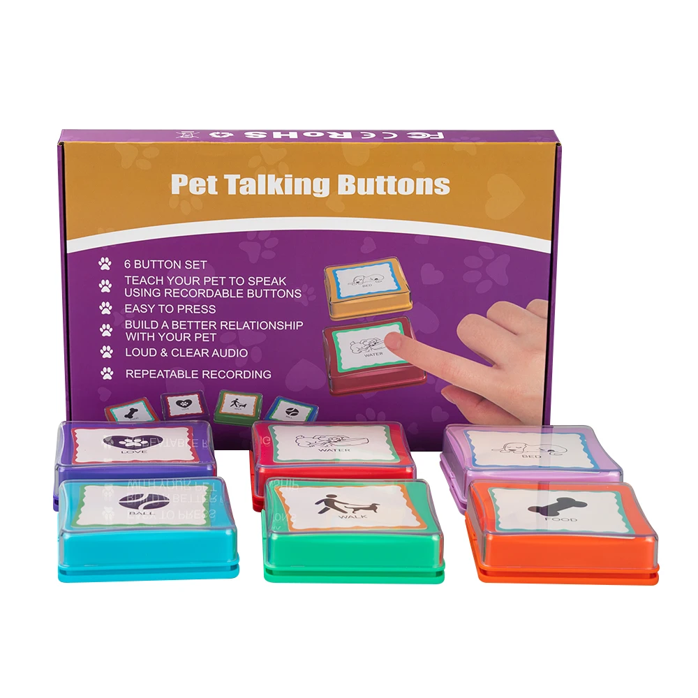 Hot Selling  Custom square Recordable Voice Pet Talking Dog Training Speak Buttons Recordable Buttons for Communication