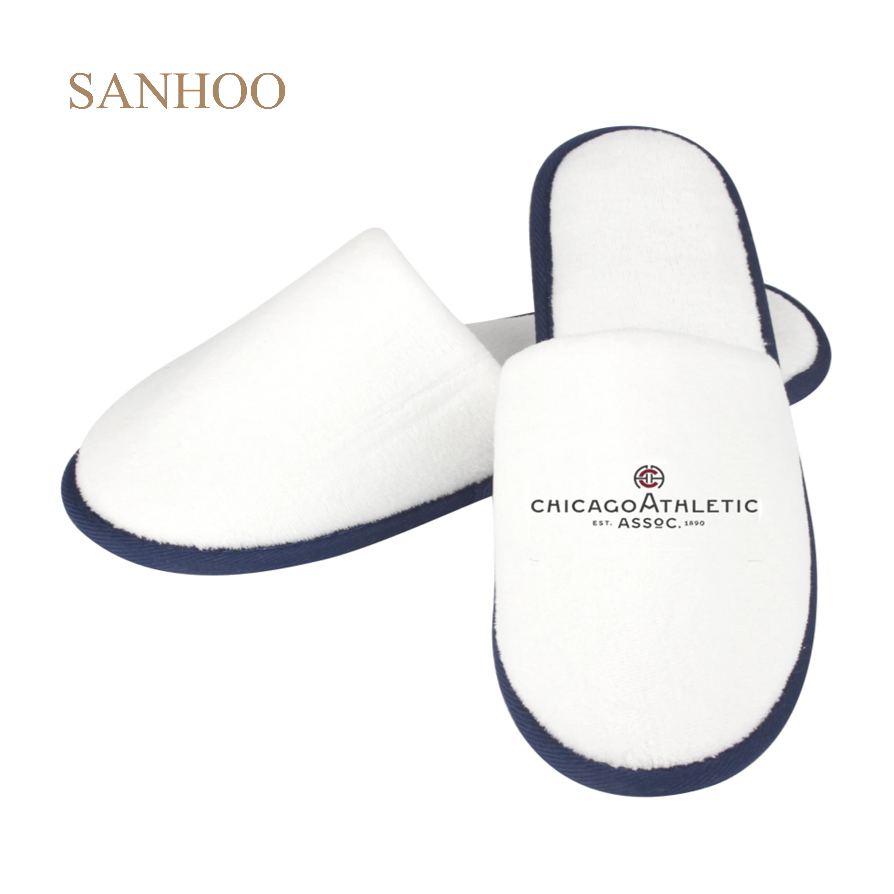 SANHOO Luxury Hotel Disposable Slippers Anti-slip Super Soft Embroidery Logo Slippers Unisex Hotel Slippers
