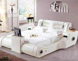 Manufacturer Directly Supply Nordic Fashion Simple Custom Leather Smart Furniture Bed Multifunction Bedsmart Bed With Massage