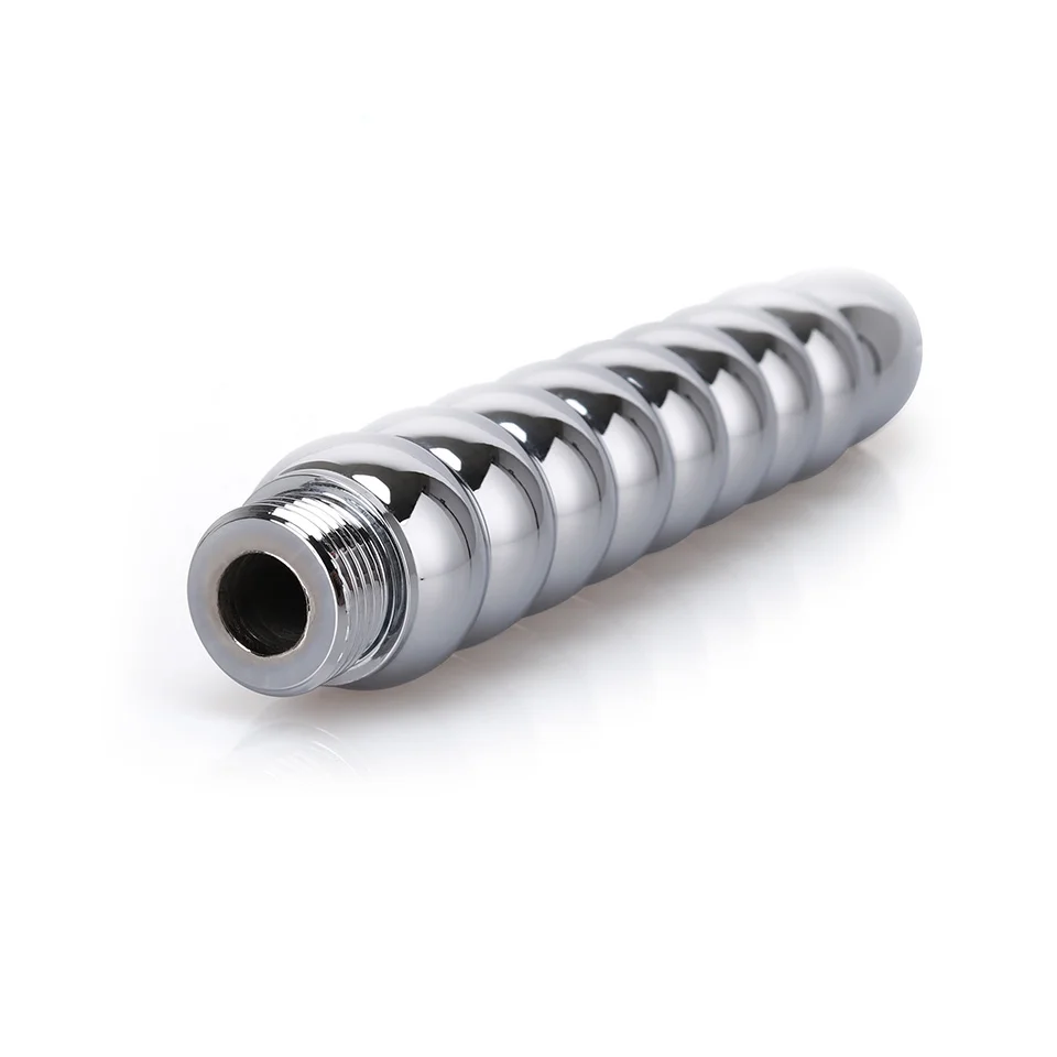 9 Ball Anal Vagina Cleaner Aluminum Alloy Shower Enema Nozzles Hollow Dildo with Aluminium Beads Metal Butt Plug Sexual Toys