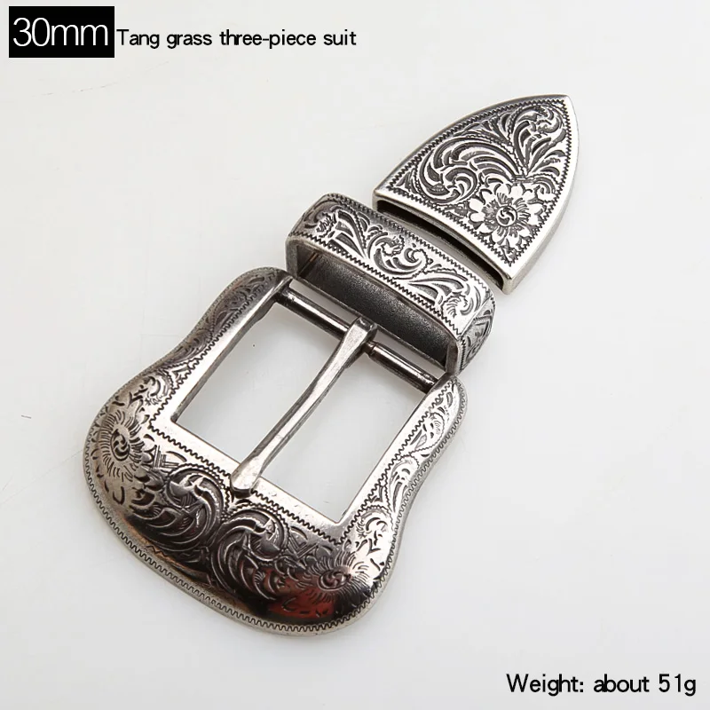Sheridan tangcao Style Silver Plated belt buckle three piece silver plated belt buckle with vegetable tanned belt buckle
