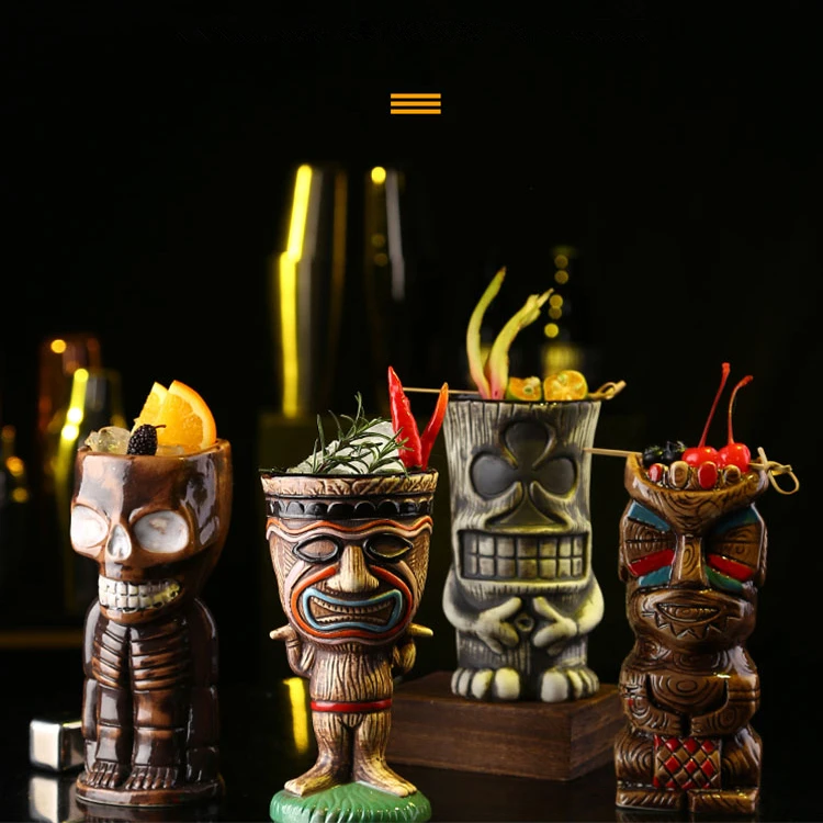 Оптовая продажа в наличии разнообразные дизайны керамическая кружка Tiki гавайский бар поп Керамическая Высококачественная чашка для гавайской тики