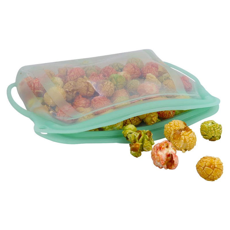 Silicon Freezer Reusable Stand Up Silicone Zip-lock Food Storage Zip Bag with Zipper Resealable Freezer Pouch Bags with Print