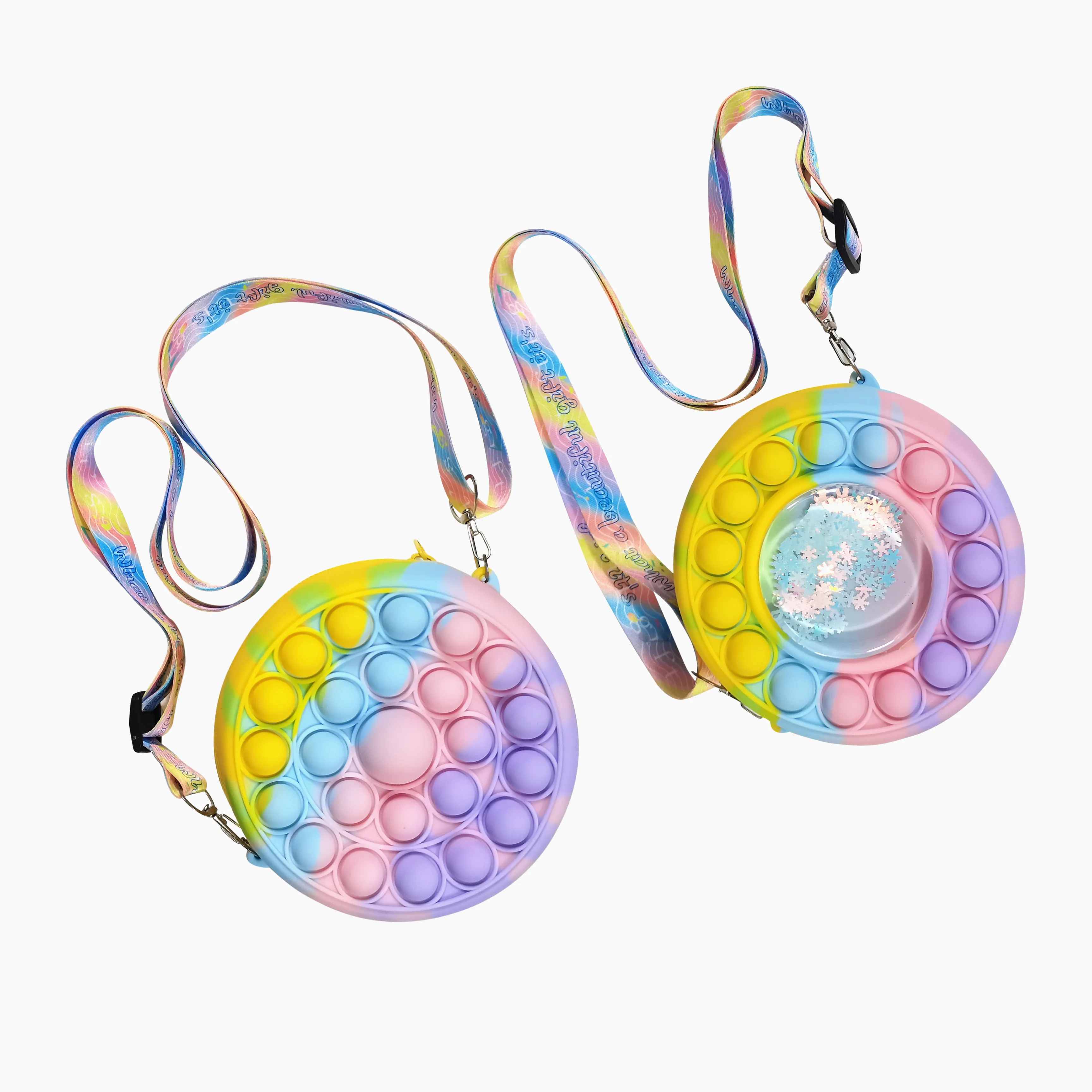 Children Educational Toys High Quality Silicone Push Popping Bubbles Fidget Toys Quicksand Design Funny Coin pouch bag Toy
