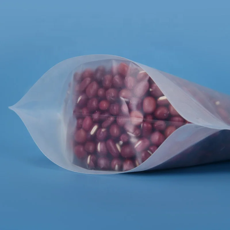 Ziplock Stand Up Food Starch Packaging Matte Plastic bean Pouch transparent Bag