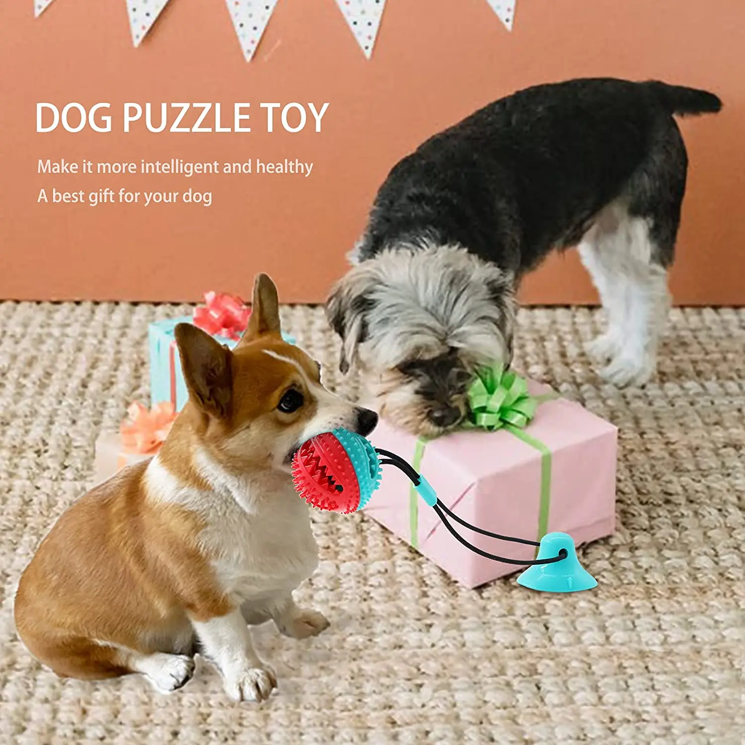 SJZ Free Samples Private Label Strong Durable Interactive Puzzle Game Enrichment Suction Cup Tug Sustainable Chew Dog Toys