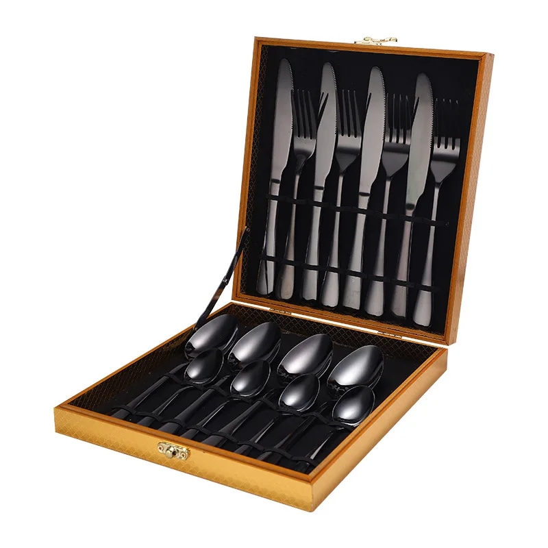 Knife Spoon Fork Set Gold Cutlery 16pcs Stainless Steel Flatware Sets Cutery Set