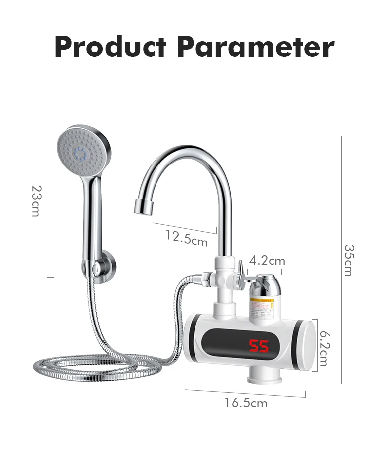 Hot sale 3000w bathroom kitchen electric hot water faucet instant electric shower water heater