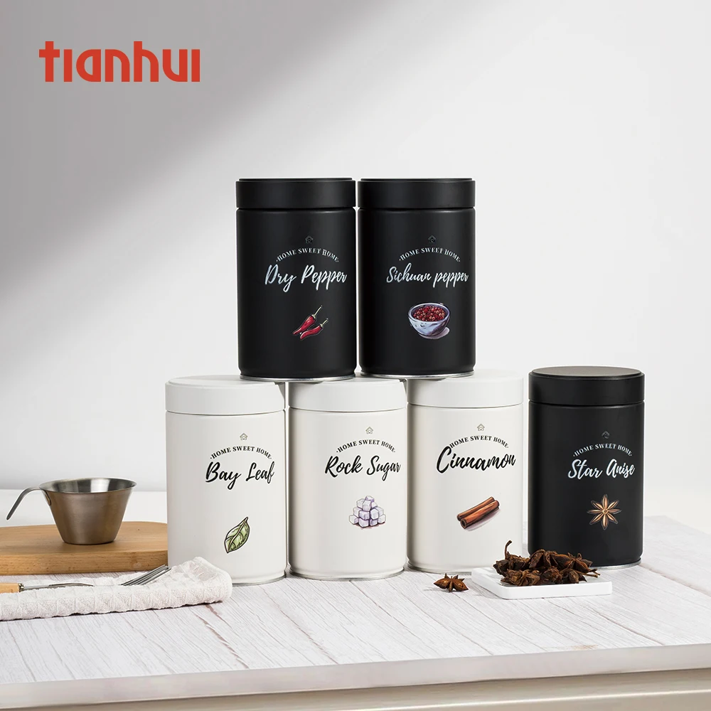 Маленькие жестяные банки Tianhui с полностью воздухонепроницаемыми двойными крышками для хранения специй сухого перца