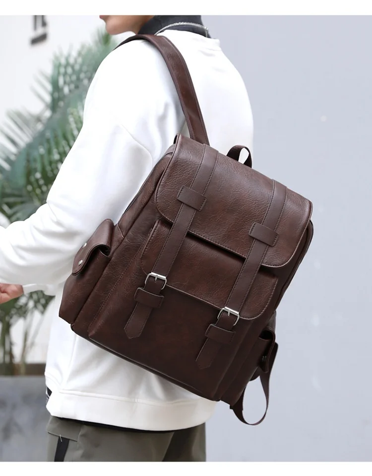 Wholesale Leather Laptop School Bags Fashion Waterproof Travel Backpack For Men Women PU College Student Backpack