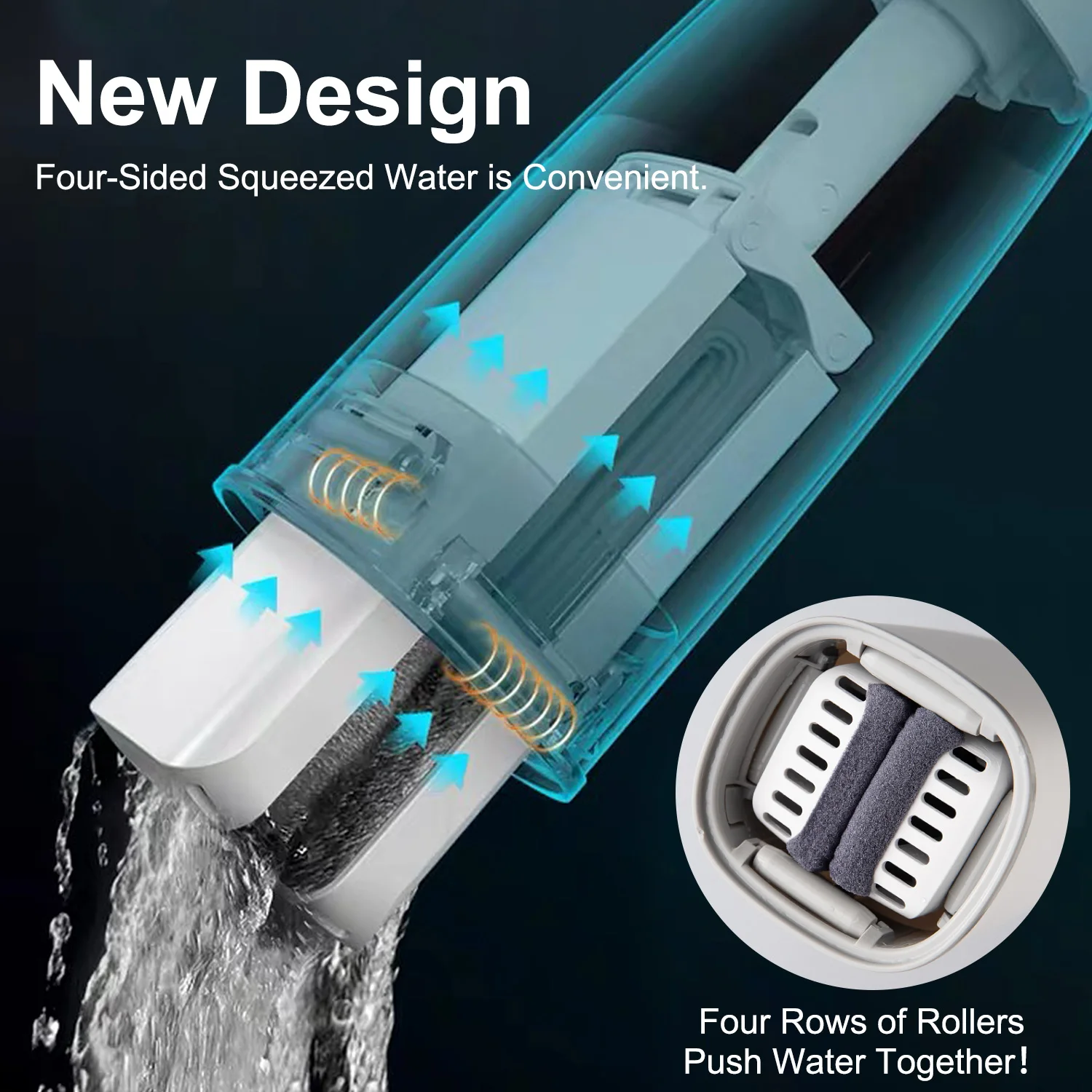 Jesun roller type quick clean water sponge squeeze pva super clean pva material magic floating aluminium mop