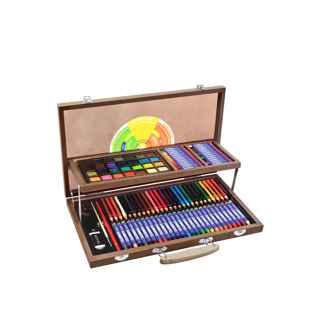 Durable 111pcs Craft Art Supplies for Art Teachers Wood Art Set for Group Projects