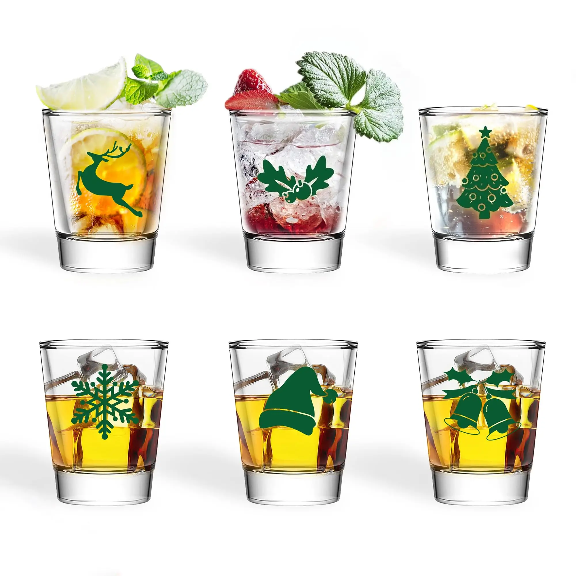 Small Heavy Base Laser Engraved Customize 2oz Soju Shot Glass Set for Vodka, Whiskey,Tequila, Espressos & Spirits