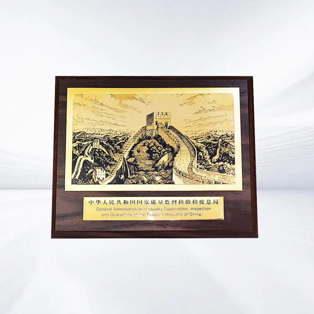 Modern Style Commemorative Metal Plaque with Wooden Frame Photo Frame Trophy for Warriors
