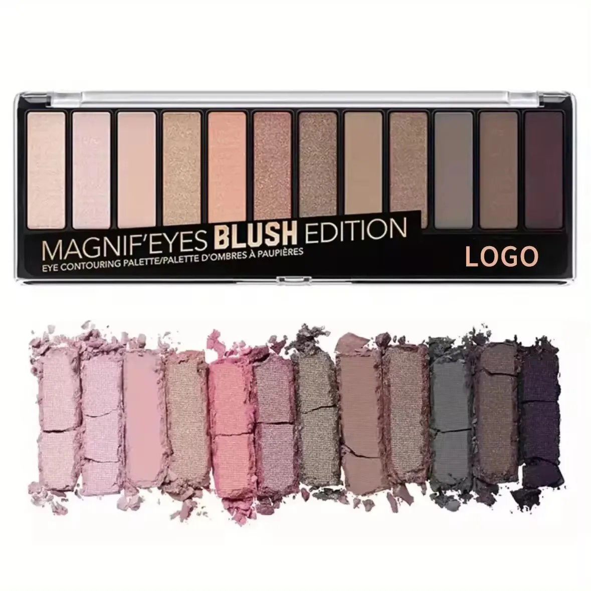 Private Label Wholesale 12 Colors Square Nude Eye Shadow Lasting Matte Eye Shadow Palette Vegan Makeup Glitter Eyeshadow Palette