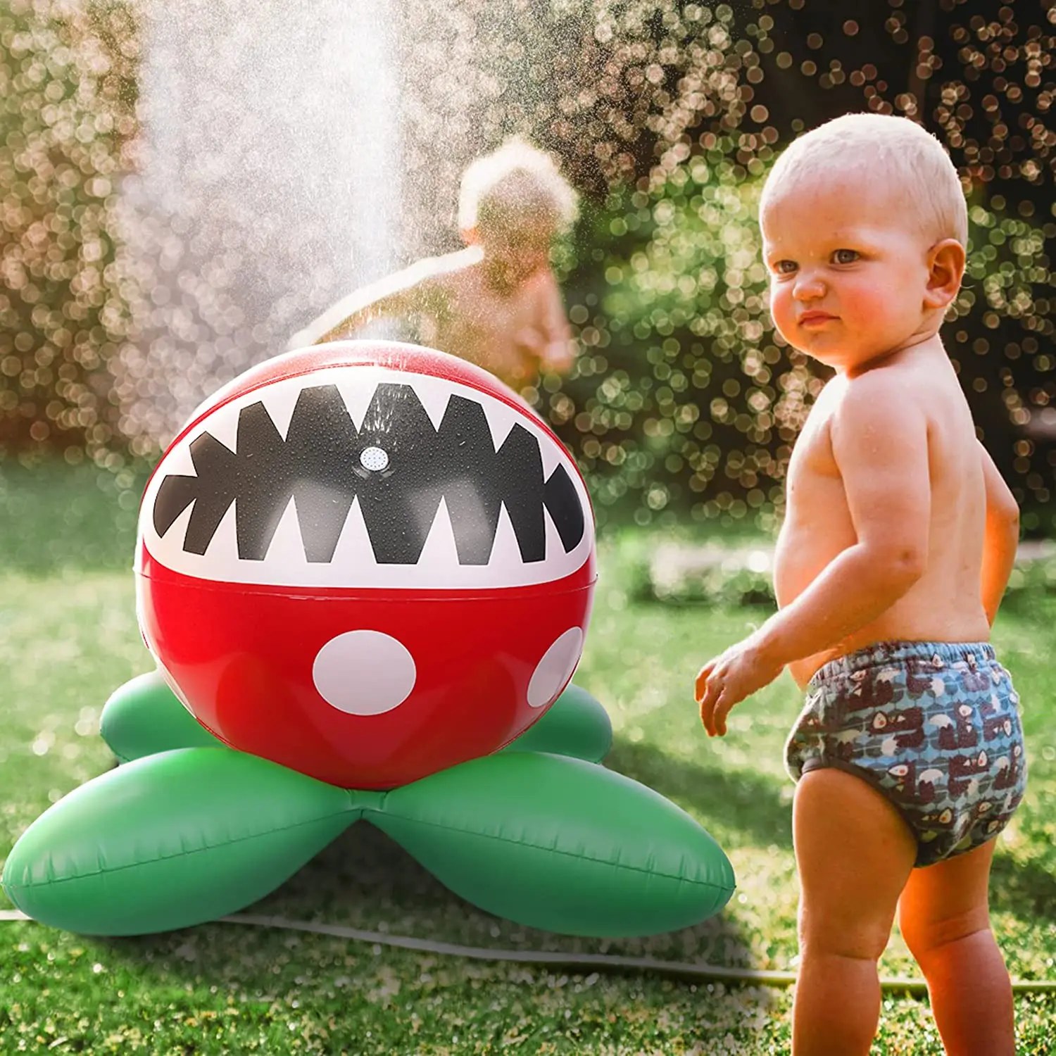 Kids Inflatable Sprinkler Water Toys:Chomper Plants Fun for Children Summer Outdoor Activities Backyard Garden Lawn Spray Games