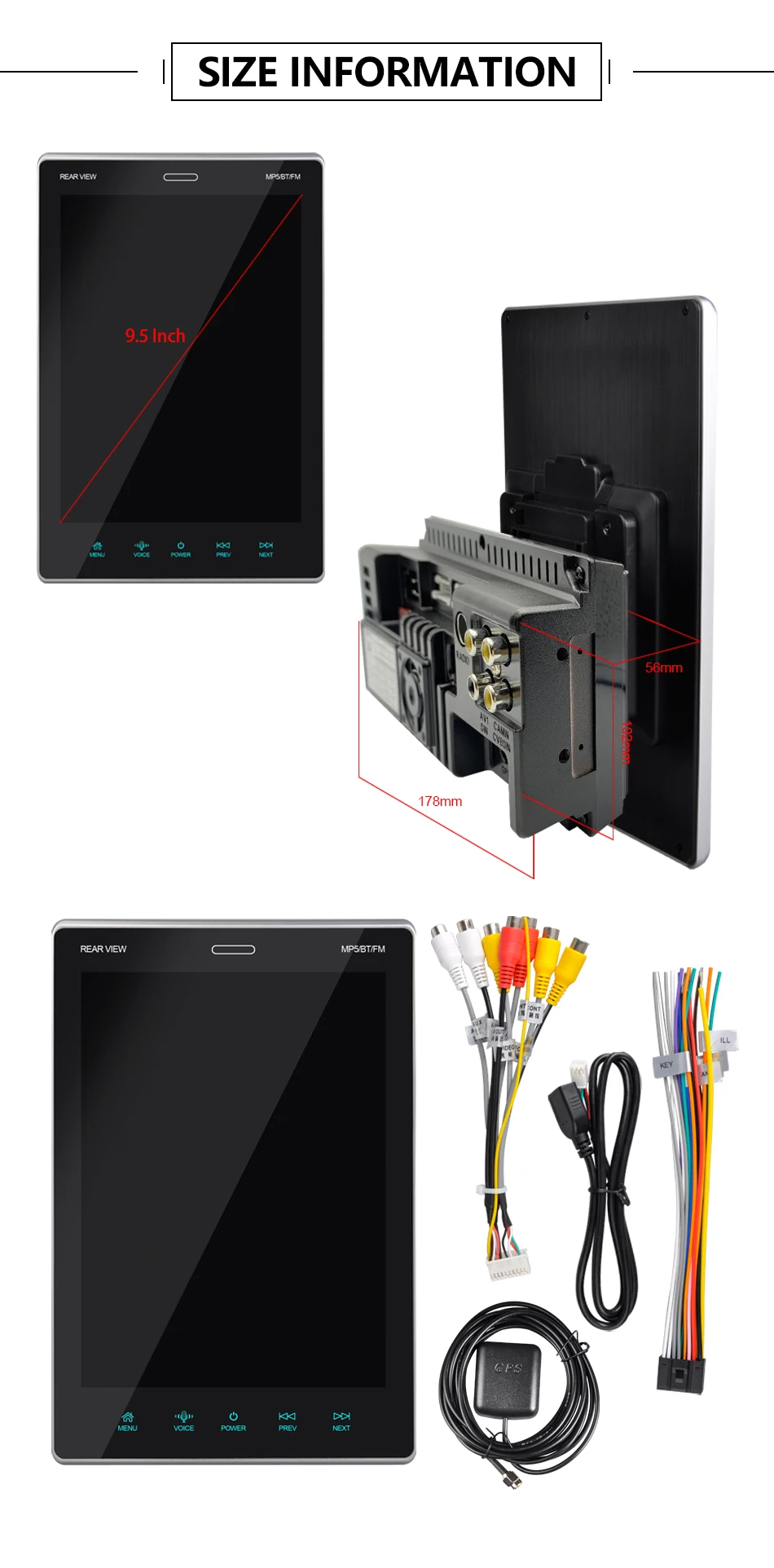 Multimedia Universal Vertical Screen 9.5Inch 1Din Car Mp5 Player Car Radio Stereo Car Dvd Player