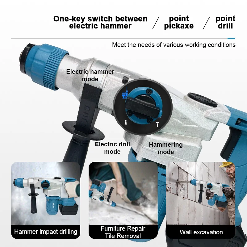 HENGLAI Brushless cordless hammer battery charger power tools drill rechargeable for