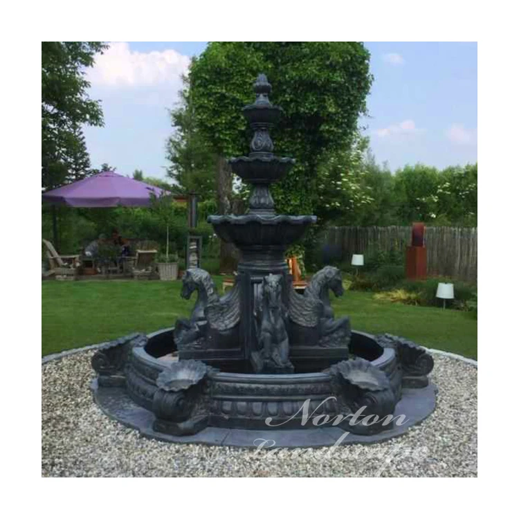 Outdoor Garden Decor Antique Stone Carving White Marble Horse Statues Water Fountain Prices