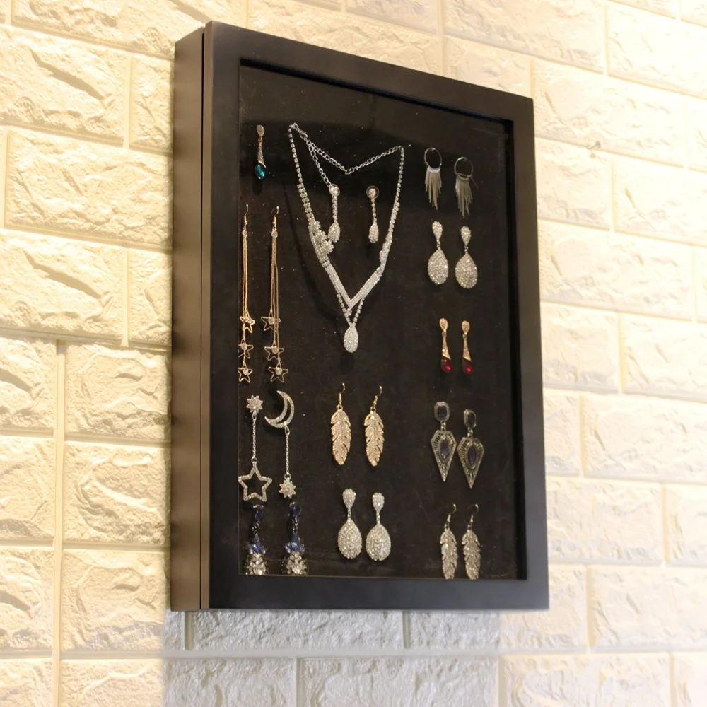 New design Black jewelry Display wood frame Large Shadowbox Picture Frame