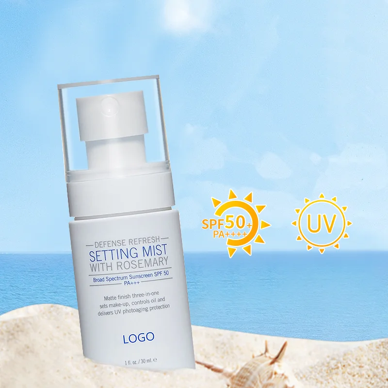 Оптовая продажа частная торговая марка SPF 50 Солнцезащитный спрей для макияжа всех типов