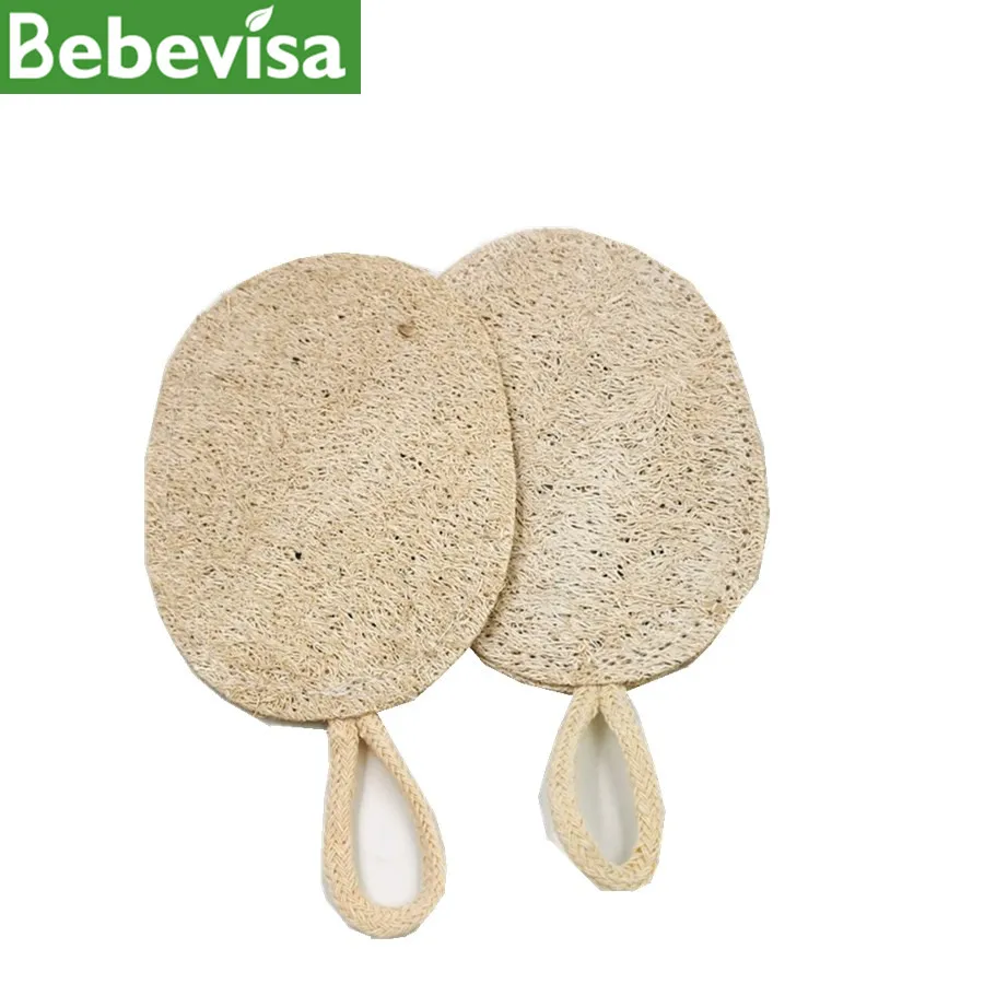 Bebevisa Kitchen Dish Natural Loofah Sponge Exfoliating Shower Massage Cleaning Loofah Cleaning Pad