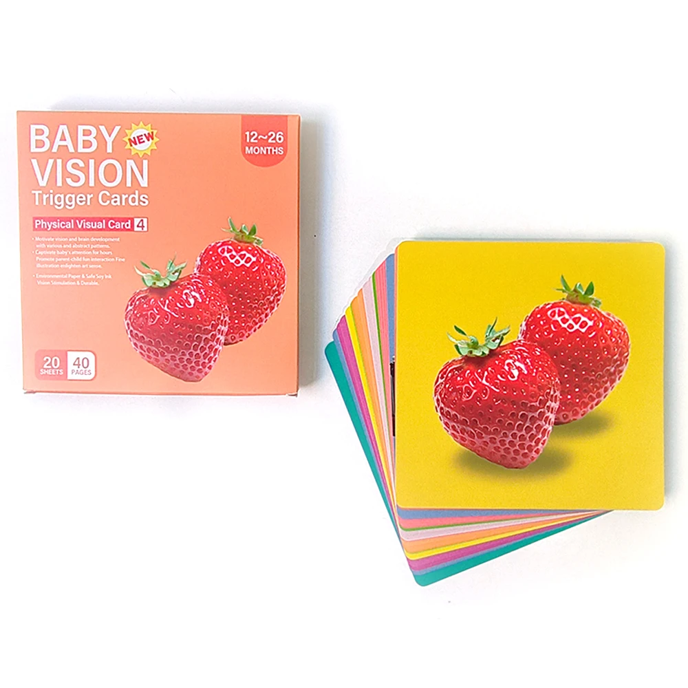 Hot kids brain development card games 1~3 years baby physical vision trigger cards box set paper packaging