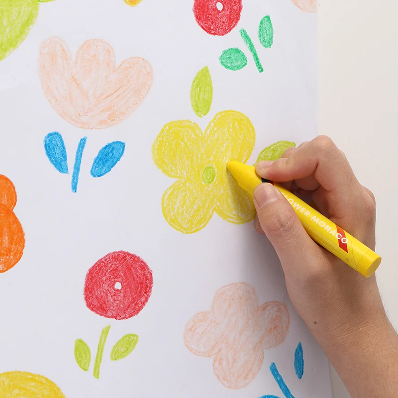 Toddlers Non Toxic Jumbo 12 color Crayons Bulk Learning Educational Kid Drawing Flowermonaco Palm Crayon-white