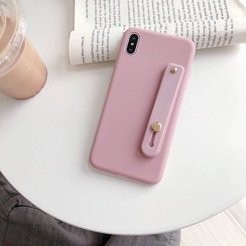 Soft Frosted TPU Blank Case with Wrist Band Cell Phone Case Wholesale Matte TPU Back Cover for iPhone X/xs max
