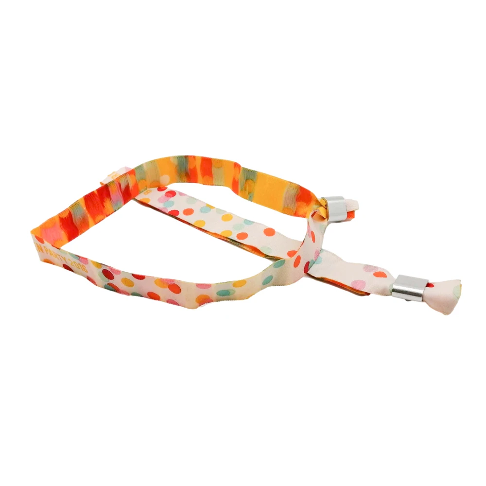 Custom Festival Recycled PET Fabric Woven Bracelet with Adjustable Plastic Clip Promotional Wristband