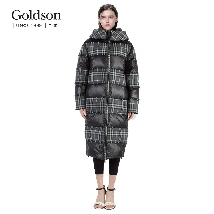 Full length elegant waterproof knee length brand winter down coat for women