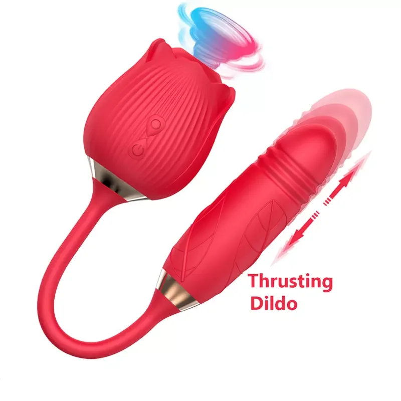 Tongue Licking Sucking Rose Vibrator Massager Clit Sucker Nipple Clitoral Vagina Labia Stimulator Stimulation Sex Toy for Women